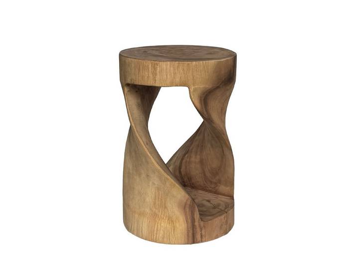 Livingfurn Sitzhocker Design Massivholz Sitzhocker Hocker aus Suar Holz Rund Natur Hartholz, Massiv Holz