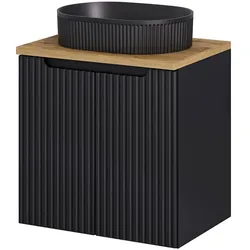 Waschtisch Skelbolu mit Türen 60x71x40 cm Schwarz/Eicheoptik [en.casa]