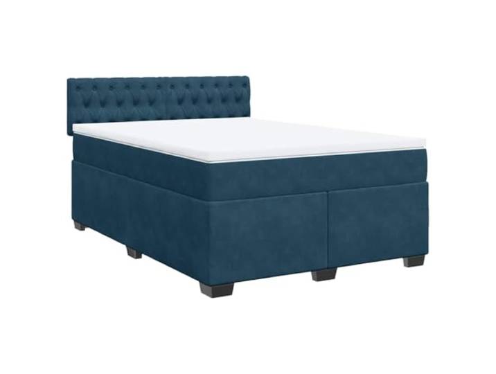 PUGYNBK Boxspringbett aus blauem Samt, 160 x 200 cm Taschenfedern, waschbarer Matratzenschoner, Lattenrost, atmungsaktive Unterstützung
