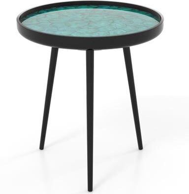 Costway 20 Inch Mid-century Modern Coffee End Table with Sea Shell Decoration-Green