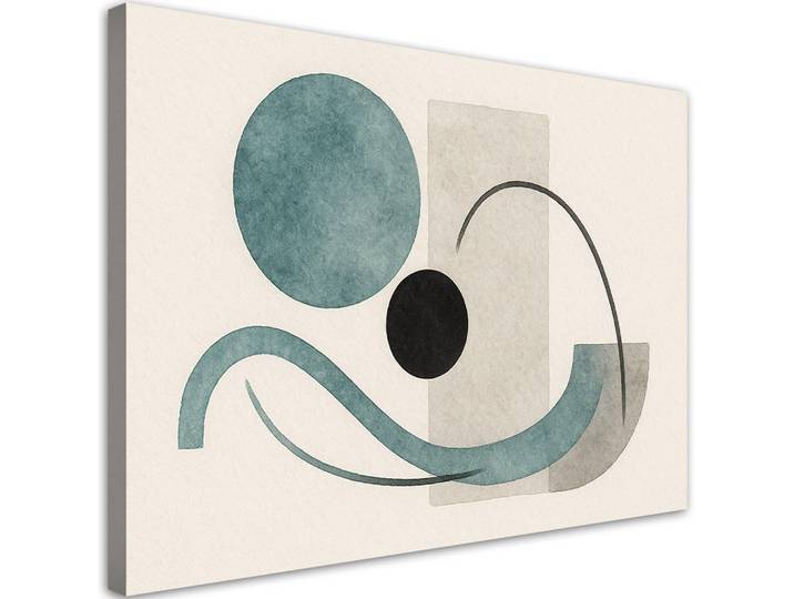 Feeby Leinwandbild Abstrakte Kreise Formen 90x60cm, Beige, Rechteckig, 90x60 cm, Bilder & Rahmen, Bilder, Leinwandbilder