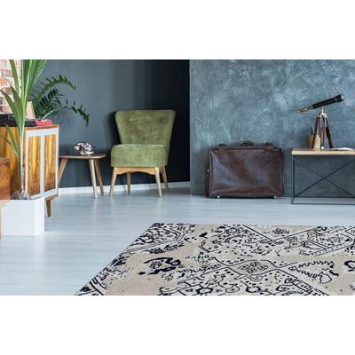 Teppich KAYOOM "River 120", schwarz (grau, schwarz), B:80cm H:10mm L:150cm, Baumwolle, Teppiche, Teppich, Jacquard, Retro- und Vintage-Design, Baumwollrücken
