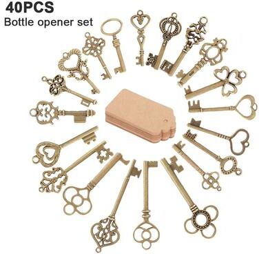 Uplift Essentials Vintage 40 Piece Copper Skeleton Key Bottle Opener Set Personalized Wedding Favors Vintage 40 Piece Copper Skeleton Key Bottle Opener Set Personalized Wedding Favors