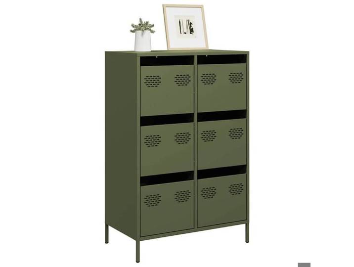 Rabais Buffet haut - CLARENCE - Commode/Buffet de cuisine vert olive 68x39x101 5 cm acier NEU8892