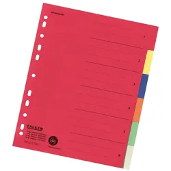Falken, Register Karton, 24,0 x 29,7cm, 230g/m2 Manila-RC-Karton, 6-teilig