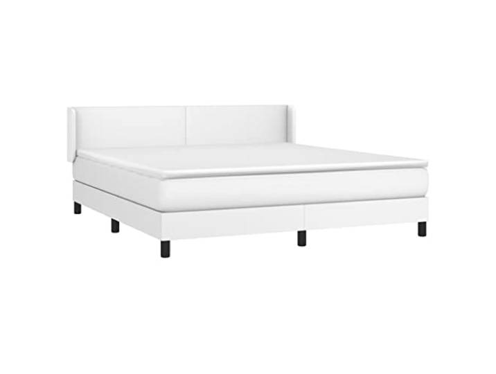 vidaXL Boxspringbett mit Matratze Weiß 180x200 cm Kunstleder