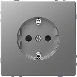Merten MEG2400-6036 SCHUKO-Steckdose, erhöhter Berührungsschutz, Schraub-Liftklemmen, Edelstahl,System Design MEG24006036
