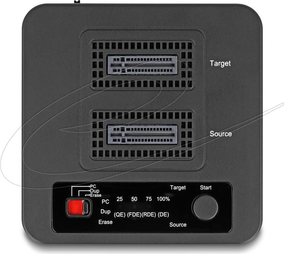 Delock SSD-dockingstation met klonen- en wissenfunctie, 2 slots, M.2 NVMe PCIe, USB-C 3.2 Gen 2, Zwart