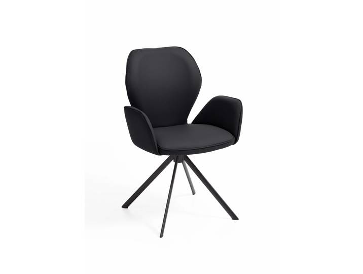 Design-Armlehnenstuhl, Leder, Schwarz, 62,5×60 cm, Modern, Niehoff-Sitzmöbel