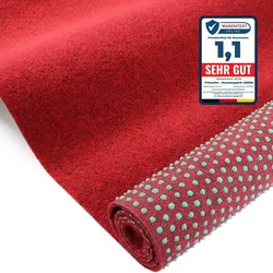 Rasenteppich GREEN | Rot | 4,00m x 21,00m | Meterware Outdoor-Bodenbelag mit Noppen | wetterfest