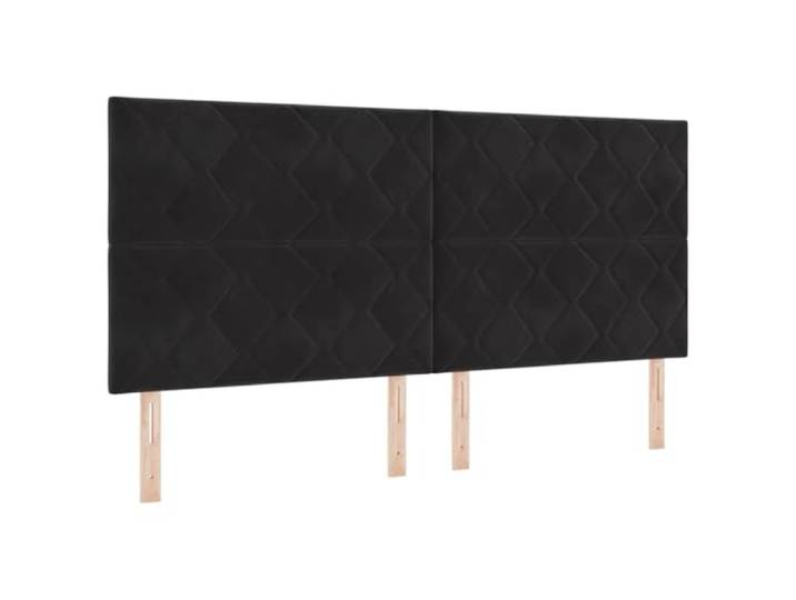 KTHLBRH Bett Quelle LED schwarz 200 x 200 cm Samt Kopfteil verstellbar, 2 Höhen, RGB-LED-Streifen, mehrfarbig, USB-Quelle, Holztechnik, nur für den Innenbereich