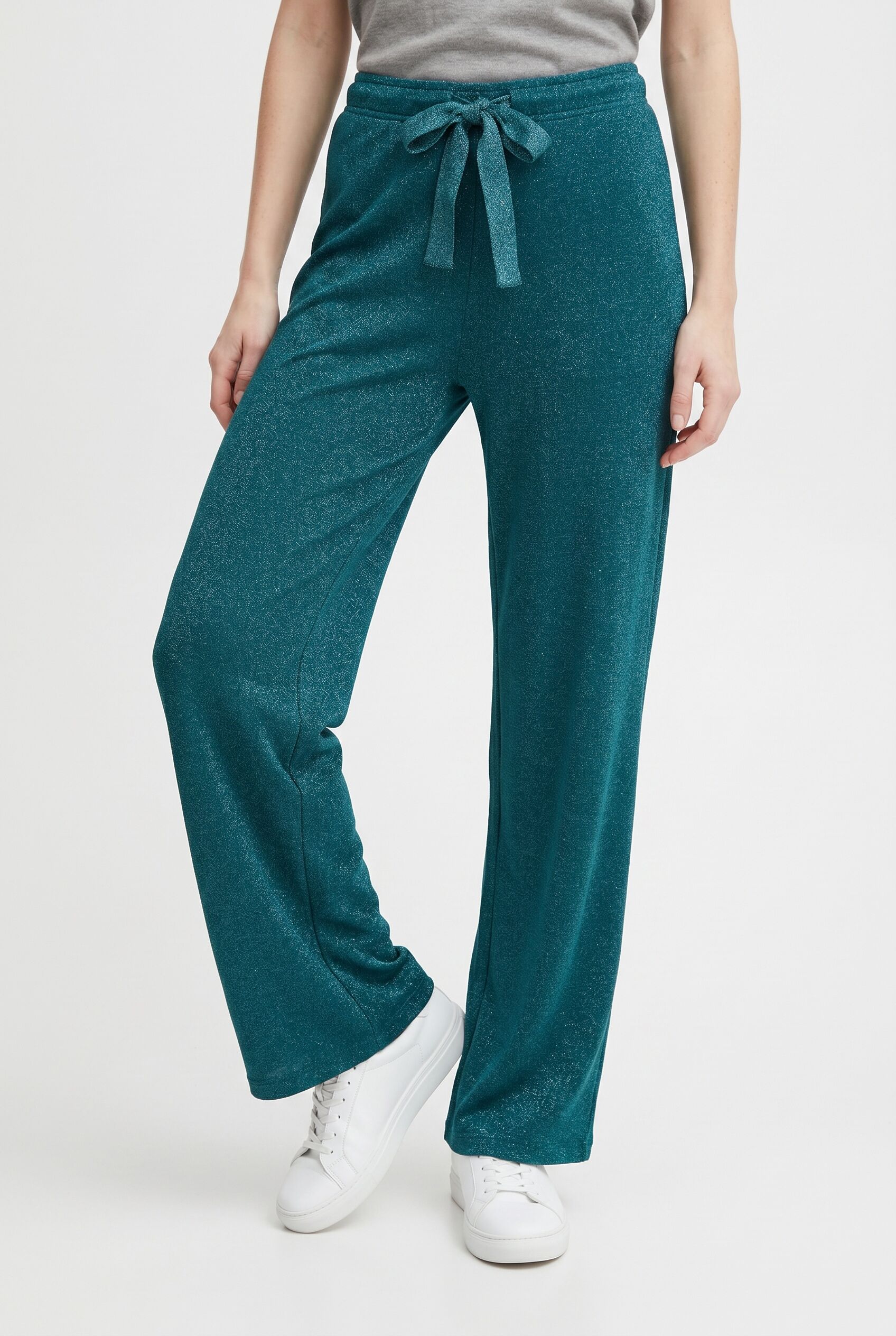 Sweathose PIECES "PCCHILLI WIDE GLITTER SWEAT PANT NOOS BC", Damen, Gr. XL (42), N-Gr, grün (shaded spruce detail:wide lurex), Sweatware, Obermaterial: 50% Baumwolle, 50% Polyester, unifarben, lang, Hosen Sweathose, Baumwollmischung shaded spruce detail:w