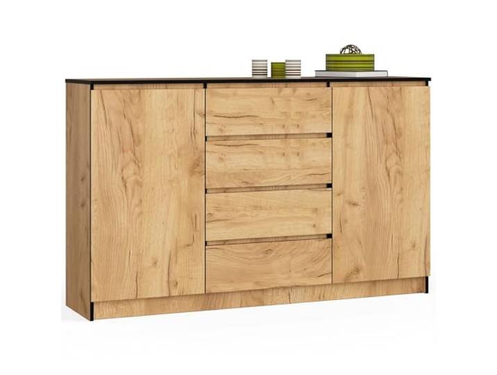 AKORD Kommode K 160 cm 4 Schubladen und 2 Türen für Wohnzimmer Schlafzimmer Schrank Wohnzimmer Modernes Funktionelles Design Schichtstoffplatte 16mm Handwerk Eiche