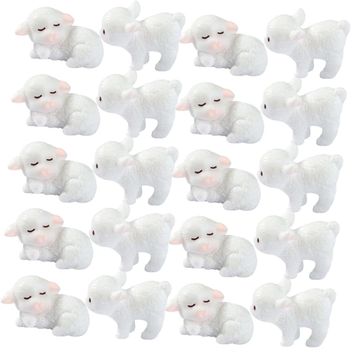 Set van 20 witte miniatuur schapen beelden van hars voor decoratie van je landschap