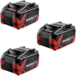 Metabo, Werkzeugakku + Ladegerät, 3x LiHDX Akkupack 18 V 8,0 Ah CAS Li-Ion Akku ( 3x 624975000 ) (18 V)