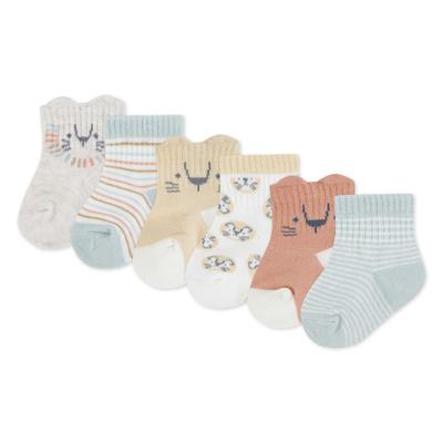 Socken HUGGIES BABYWEAR "HGHB 6PK SOCK", Mädchen, Gr. 3 (12), bunt (huggies sand htr), Baumwollmischung, Intarsienmuster, normal, Socken Socken, mit Stickerei