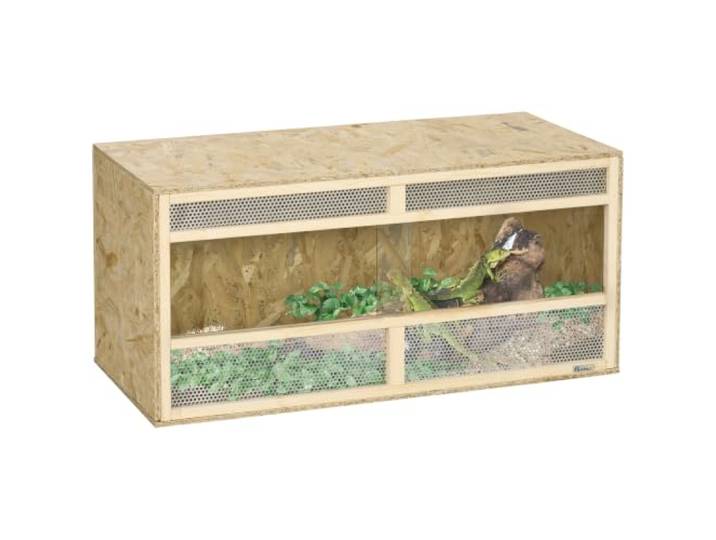 PawHut Terrarium en Bois OSB pour Reptiles avec Porte coulissante en Verre - 100 x 47 x 47 cm