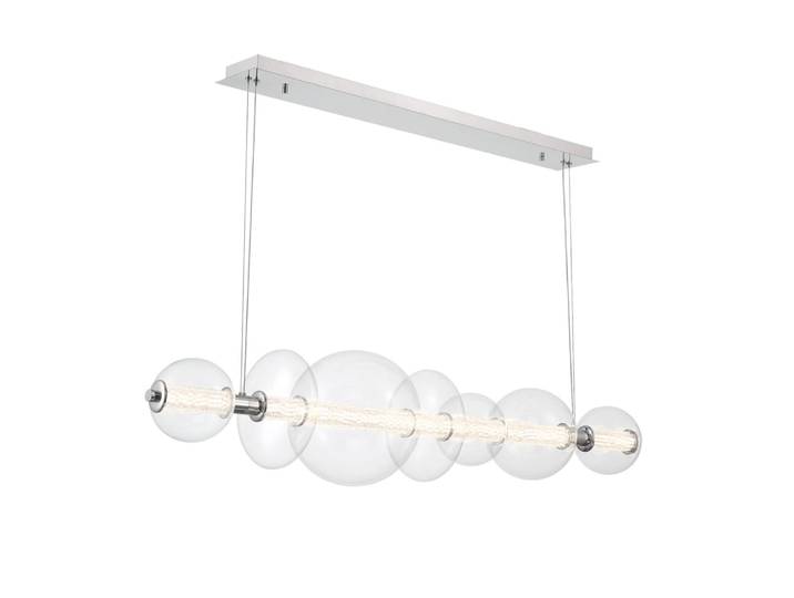 Suspension Aluminium, Acier, Verre transparent, Chrome Poli