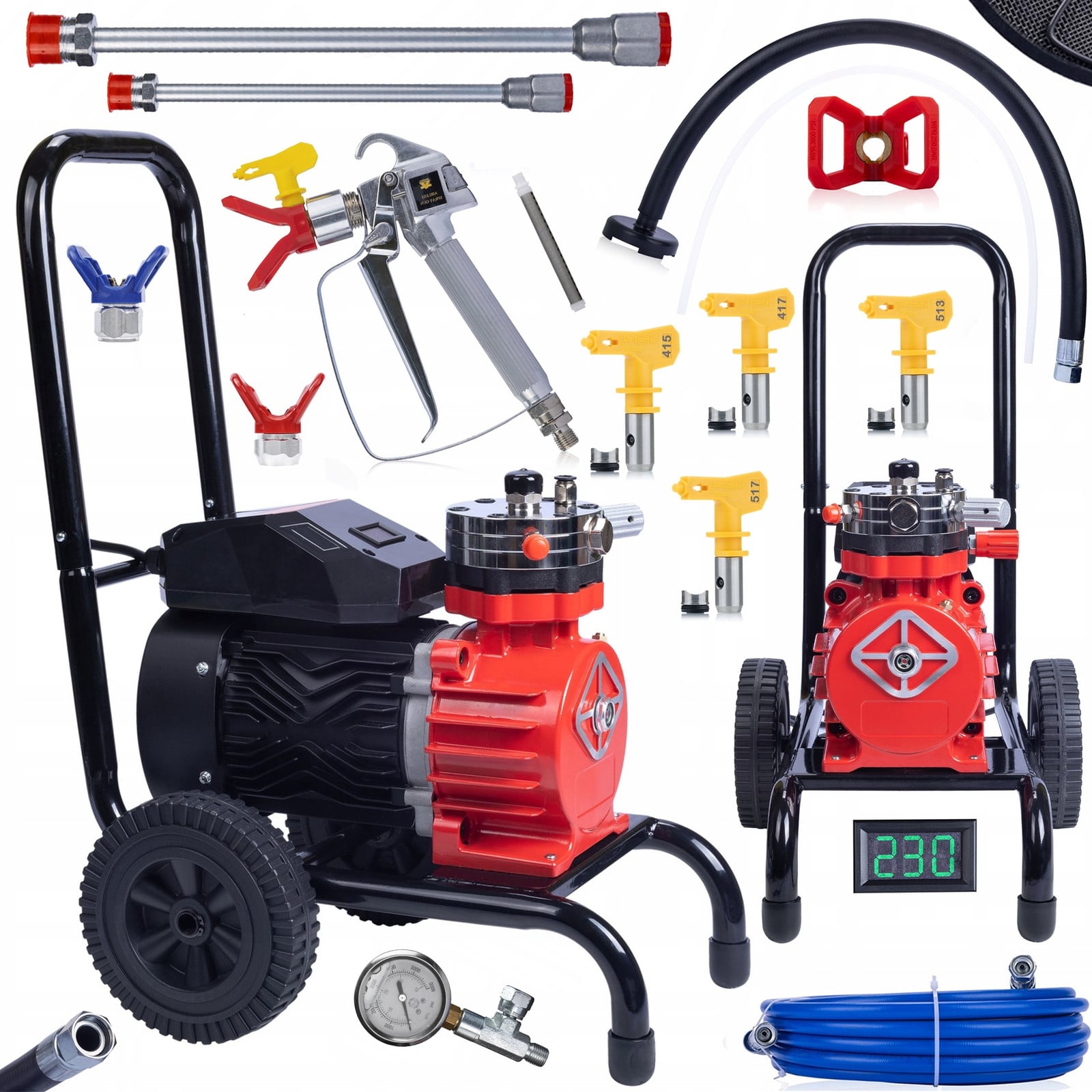 Rosfix Red Strong Storm 1100 RSS05 Lakspuit met accessoire set, 3500 W, 22 MPa, 18 l/min