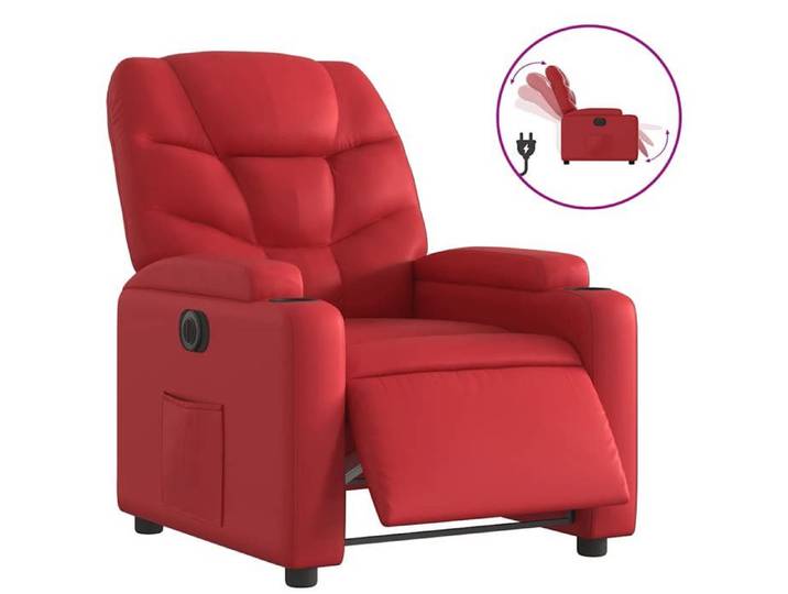 “Winter Sale TOP Fauteuil Chaise de relaxation Rouge - Fauteuil inclinable électrique Rouge Similicuir PRO12076