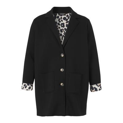 Sweatjacke VIA APPIA DUE "VIA APPIA DUE Jacke", Damen, Gr. 48, schwarz (schwarz multicolor), Casual, regular fit, V-Ausschnitt, Sweatjacken Sweatjacke, Große Größen