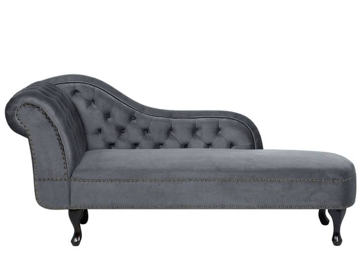 Chaise longue côté gauche velours gris