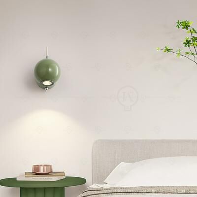 Friendly Fresh Finds Modern Adjustable Wall Lamp Minimalist Bedside Wall Lamp With Built In Switch green warm Light 3000k