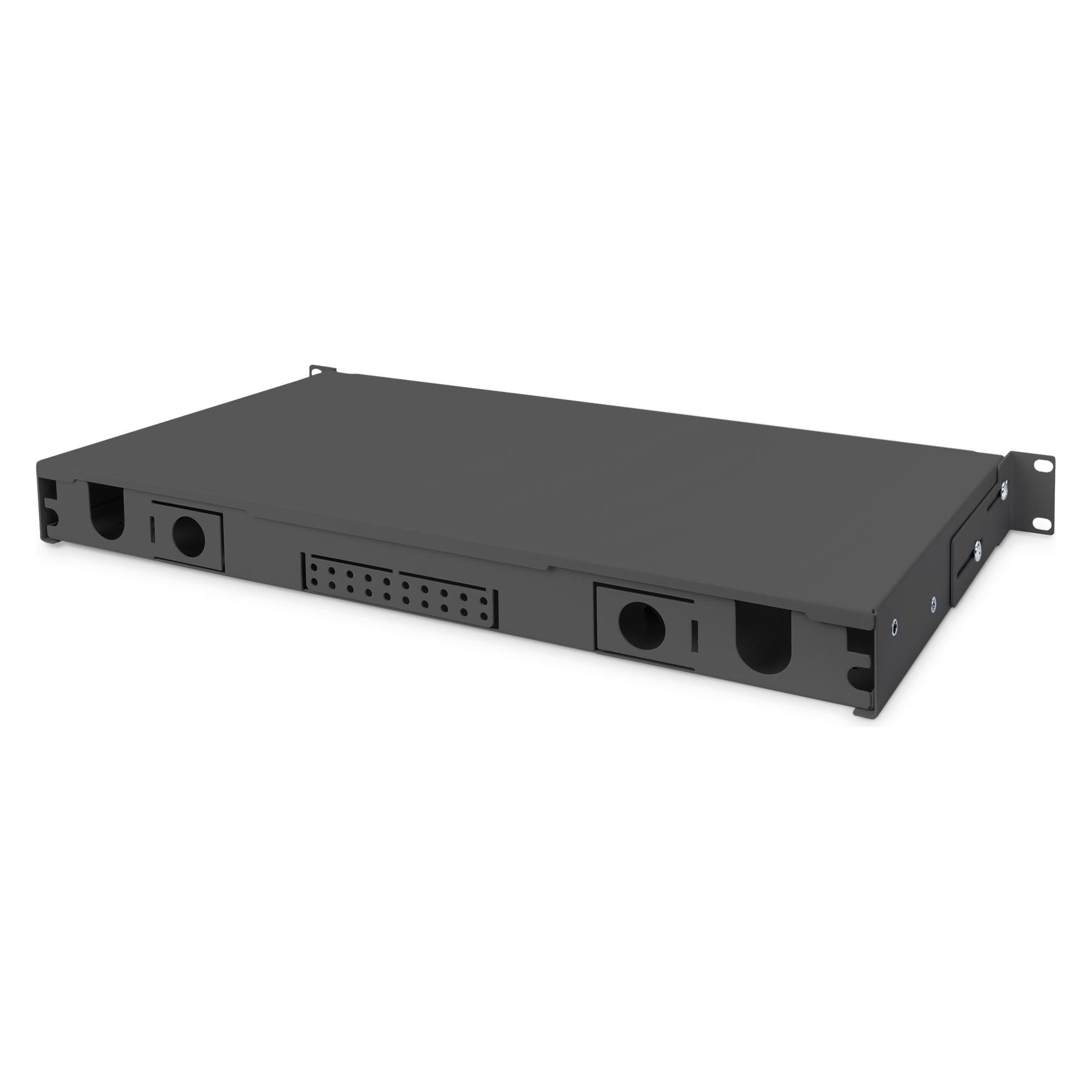 Digitus LWL-Patchfeld ohne Frontplatte 19" 1HE versenkbar Verschraubung PG13.5 & PG16 Bänder/Griffe Sch (DN-96200-BL-QL)