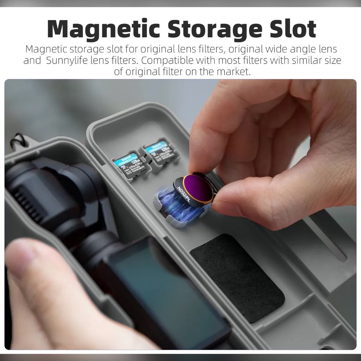 INF Étui protecteur en silicone portable compatible avec Osmo Pocket 3 avec dragonne - Fermeture magnétique à montage rapide, Gris