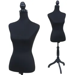 Schneiderpuppe MCW-Q24, Schaufensterpuppe Torso weiblich, Schaumstoff, abnehmbarer Bezug, MVG-zertifiziert ~ schwarz