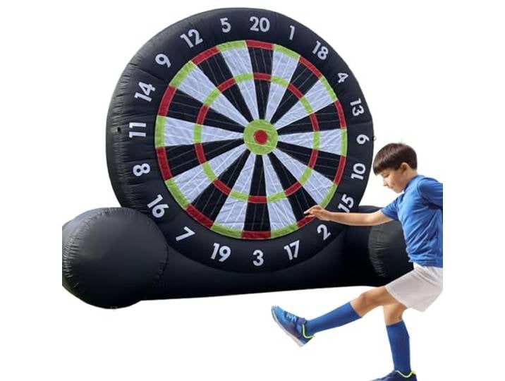 Riesige aufblasbare Fußball-Dartscheibe mit 8 Bällen, Kickball-Dartscheibe, aufblasbare Fußball-Darts mit 350-W-Gebläse und Luftpumpe für Outdoor-Garten, Fitnessstudio, Camp, Sportspiele A-4M/13FT