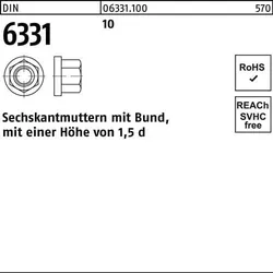 Sechskantmutter DIN 6331 Bund M8 SW 13 10 50 Stück