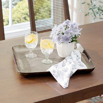 Metal Tray With Leather Wrapped Handles - Grandin Road