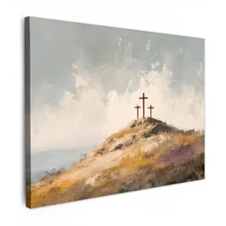 LEINWANDBILD Hügel - Abstrakt - Christentum - Kreuz Wandbilder 80x60 cm