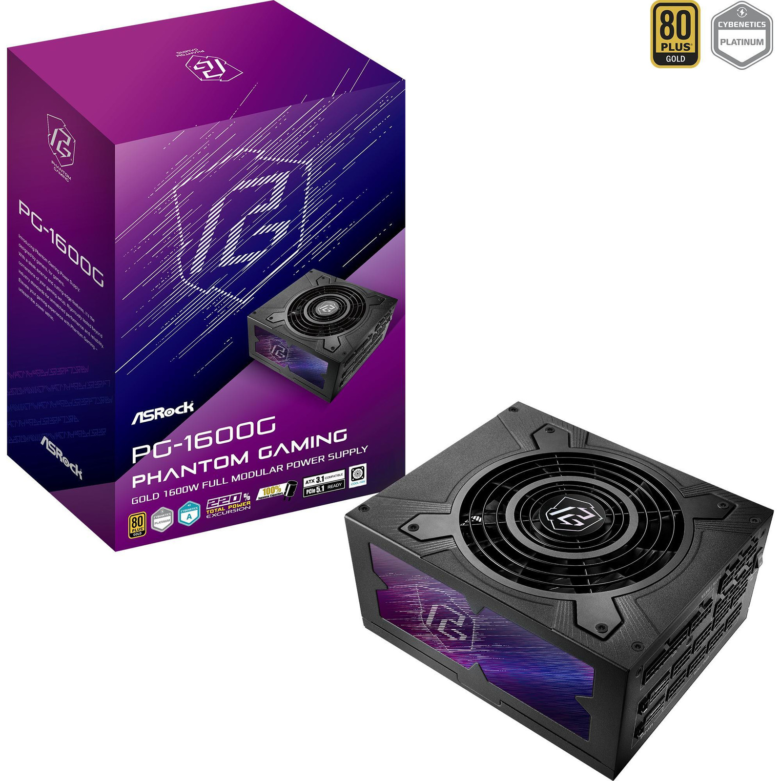 ASRock PHANTOM GAMING 1600W 80 Plus Gold Power Supply