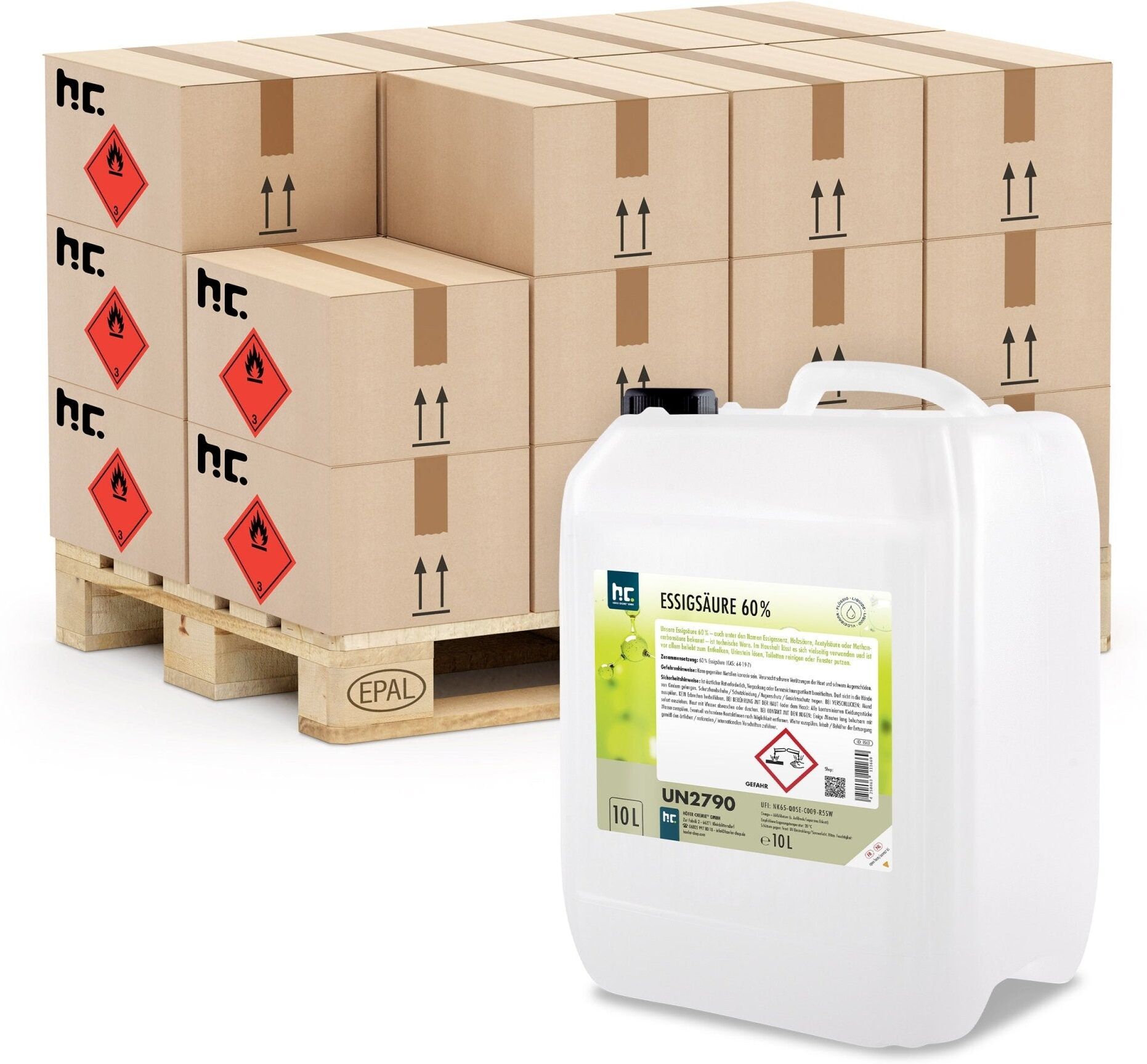 Höfer Chemie GmbH 40x 10 L Acide acétique 60 %