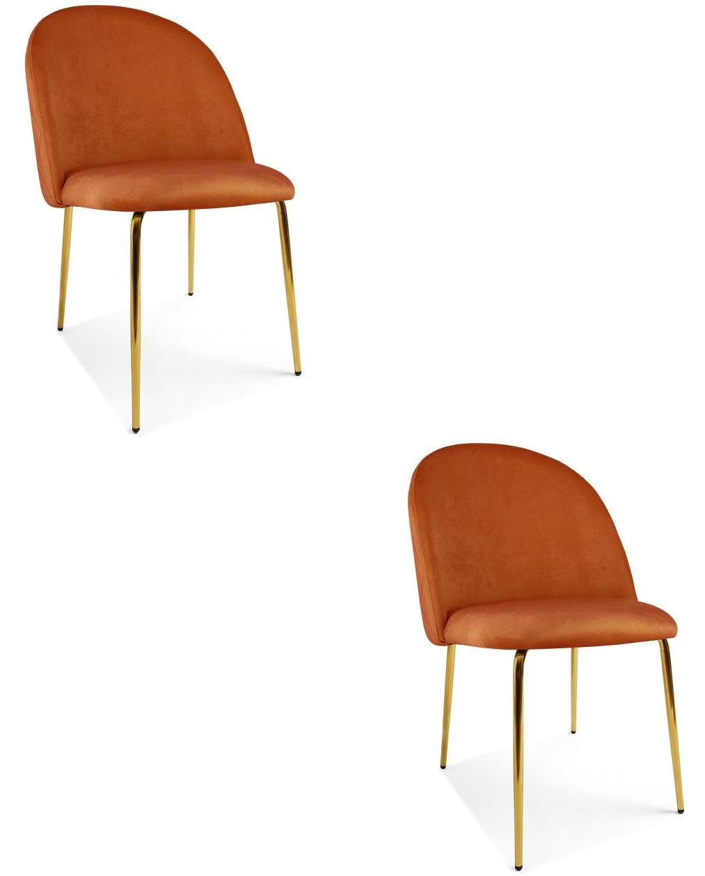 Set van 2 Stoelen Inca - Koperen fluweel met goudkleurige poten