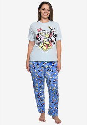 Plus Size Women's Mickey Mouse & Friends T-Shirt & Plush Pajama Pants by Disney in Gray (Size 1X (14-16))