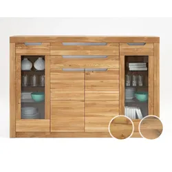 Massivholz »Basel« Highboard Wildeiche bianco