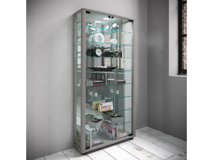 Buffet Lumo Maxi avec miroir 59 x 115 x 18cm Avec éclairage Argenté/Argenté