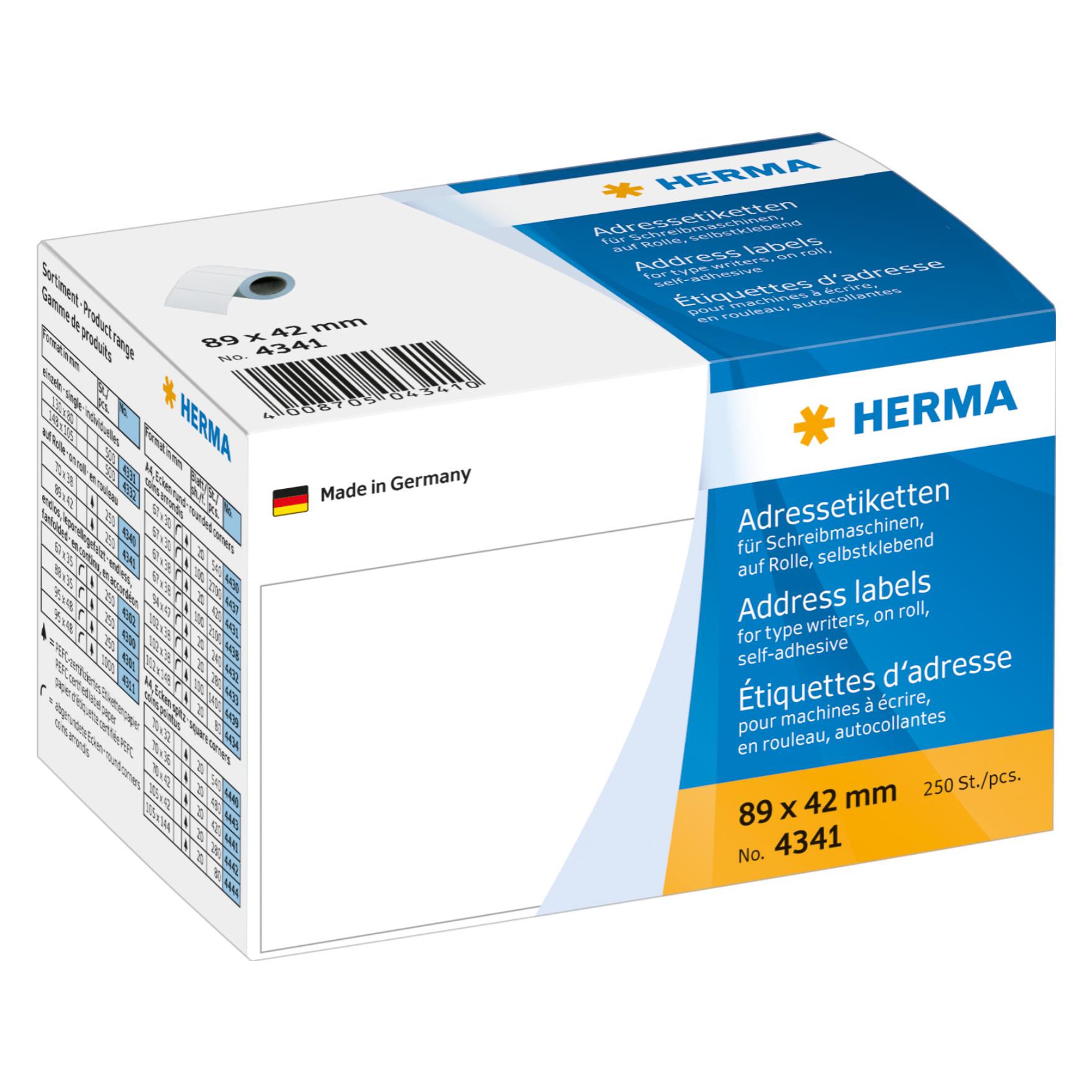 Herma Adressetiketten für Schreibmaschinen (4341)