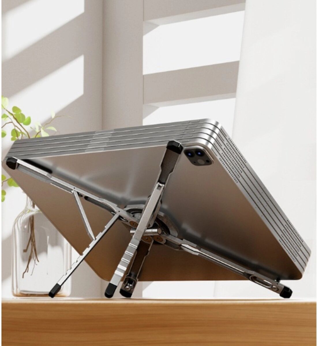 INF Universeller magnetischer Ständer für Smartphone, Tablet und Laptop mit 7 verstellbaren Winkeln Grau