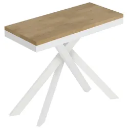 Itamoby Ausziehbare Konsole 90x40/196 cm Saki Small Evolution Natureiche mit weißem Rahmen