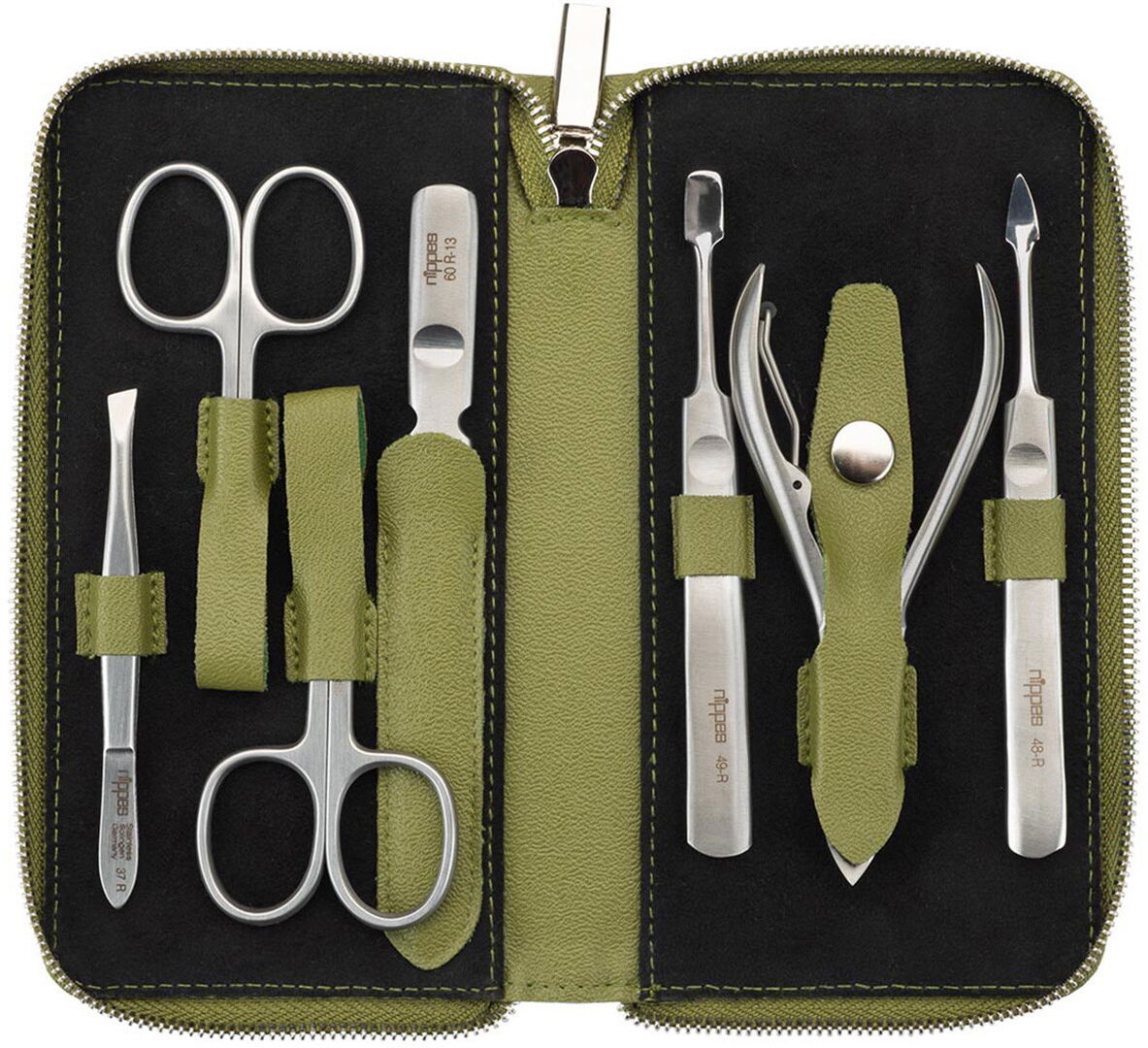 Nippes Maniküre Set Verde Eukalyptus Leder 7-teilig