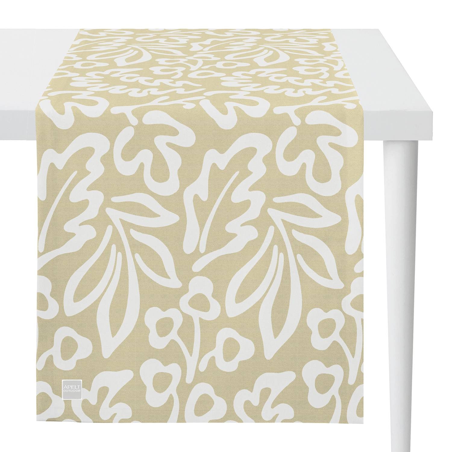 home24 Tafelloper 3971 beige/zand met bloemenmotief, Breedte: 46 cm, Lengte: 135 cm