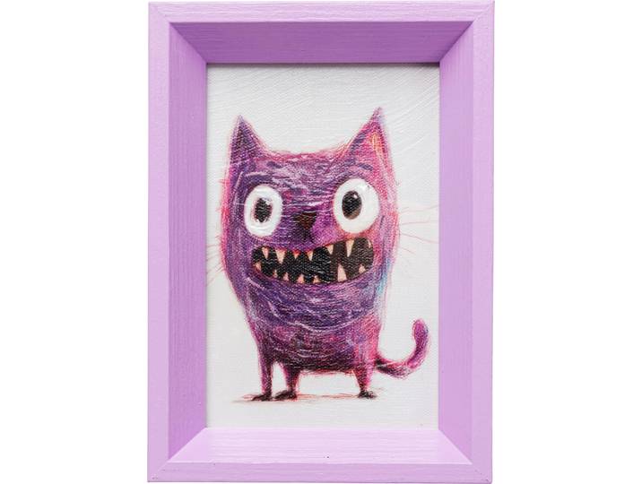 Bild mit Rahmen KARE DESIGN Gerahmtes Bild Mad Cat 13x18cm , farbe bild(er): violett, B:13cm H:18cm T:3,5cm, Papier, Polyester, Polyresin, Bilder, Bild mit Rahmen