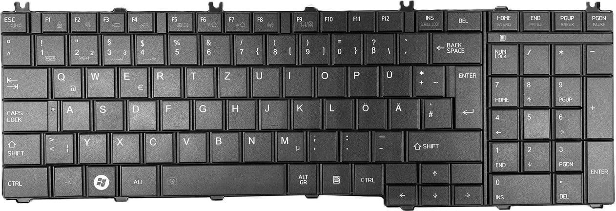 T-ProTek Duits toetsenbord zwart mat compatibel met TOSHIBA Satellite L644.99-18D