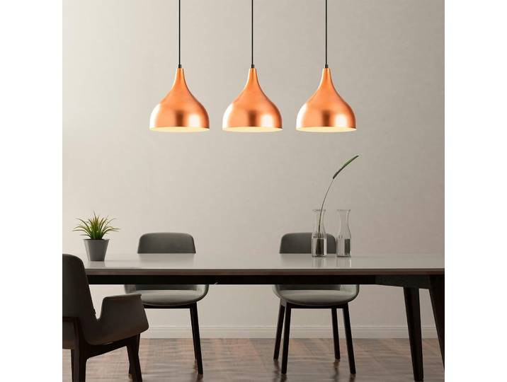 Suspension de cuisine moderne, 3 abat-jour cuivre SILE