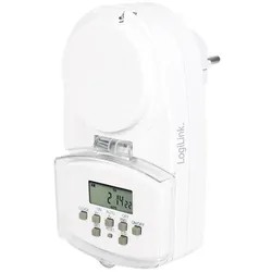 LogiLink Digitale Zeitschaltuhr für den Außenbereich IP44 mit LCD Display in Weiß