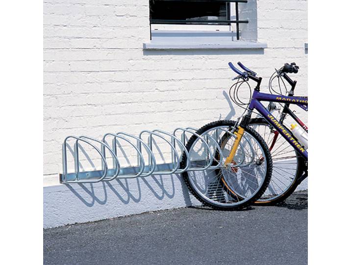 Support mural pour vélos rangés au sol, 5 places